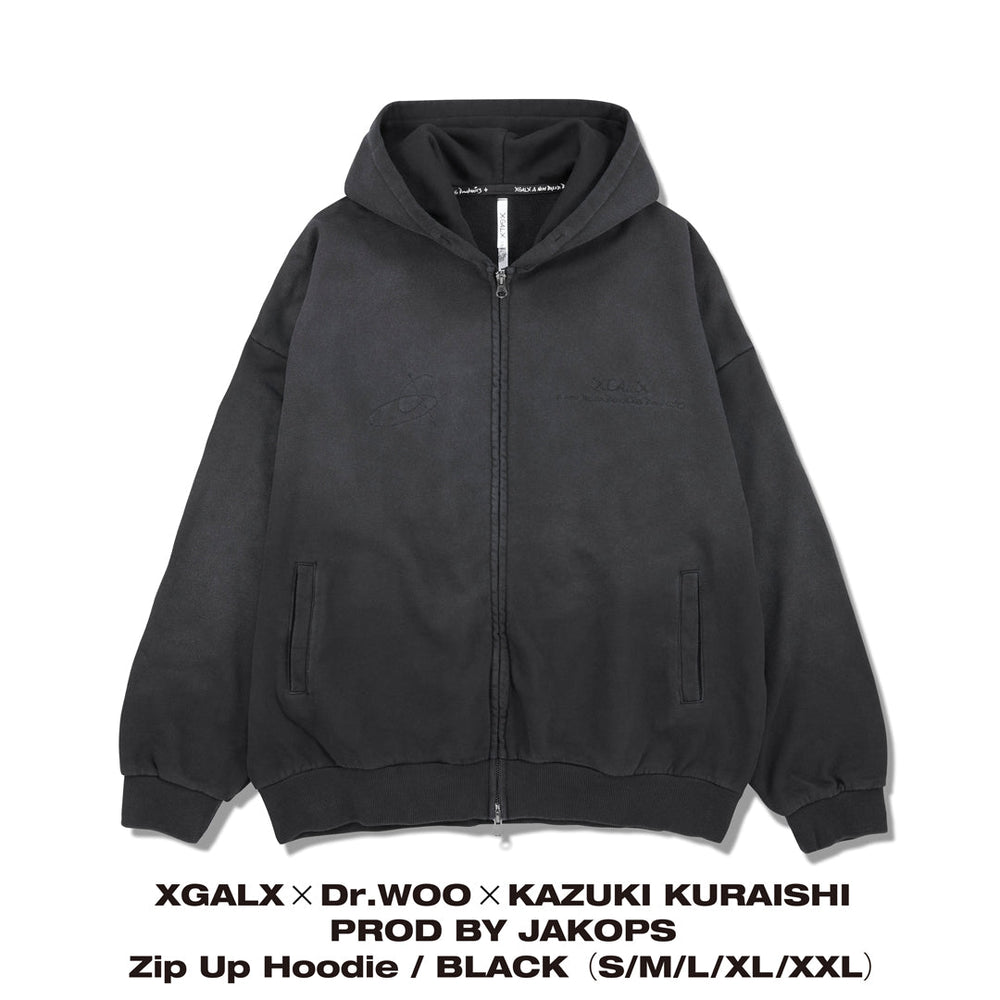 【BLACK FRIDAY】XGALX×Dr.WOO×KAZUKI KURAISHI PROD BY JAKOPS Zip Up Hoodie / BLACK