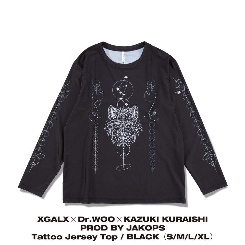 【BLACK FRIDAY】XGALX×Dr.WOO×KAZUKI KURAISHI PROD BY JAKOPS Tattoo Jersey Top / BLACK