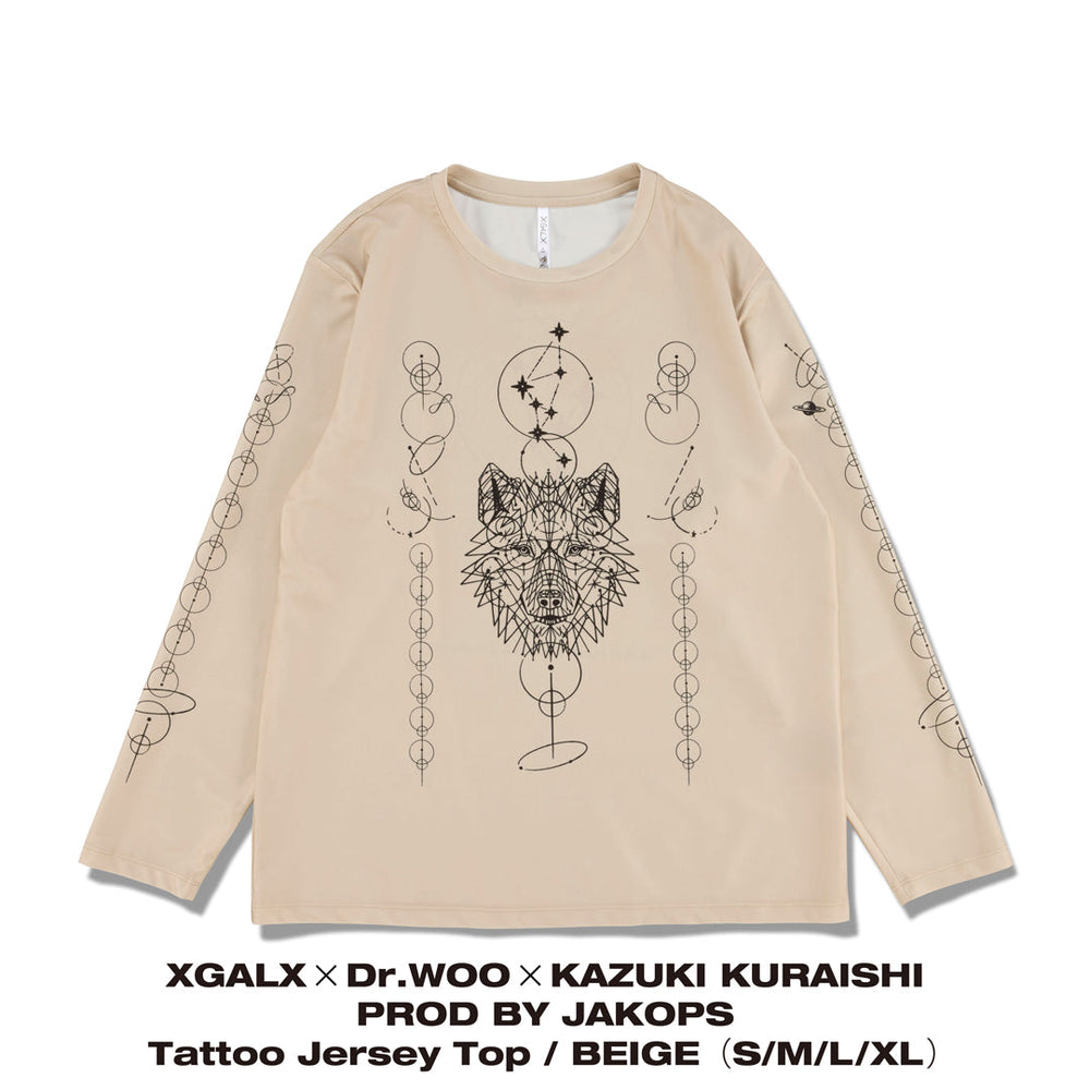 【BLACK FRIDAY】XGALX×Dr.WOO×KAZUKI KURAISHI PROD BY JAKOPS Tattoo Jersey Top / BEIGE