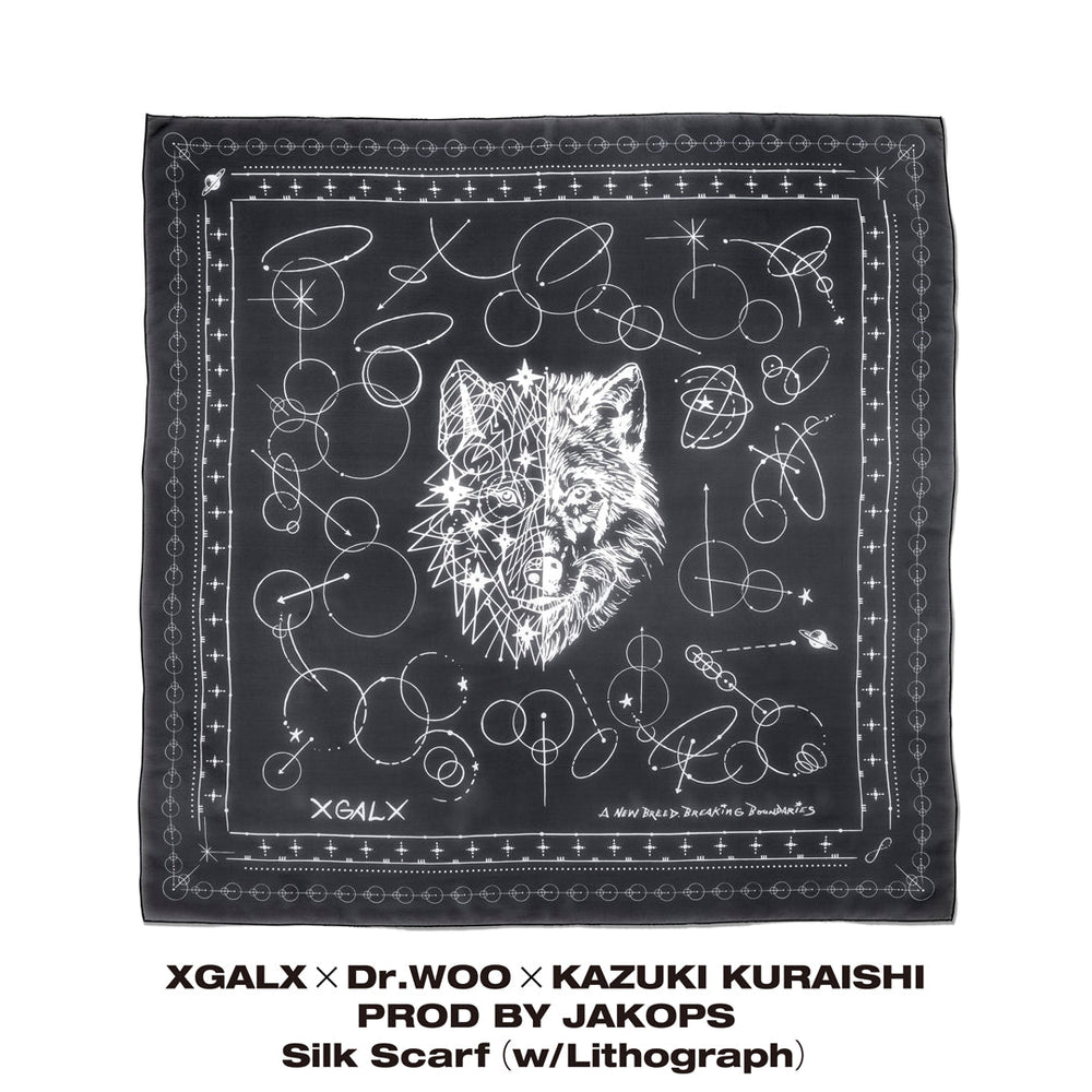 【BLACK FRIDAY】XGALX×Dr.WOO×KAZUKI KURAISHI PROD BY JAKOPS Silk Scarf（w/Lithograph）