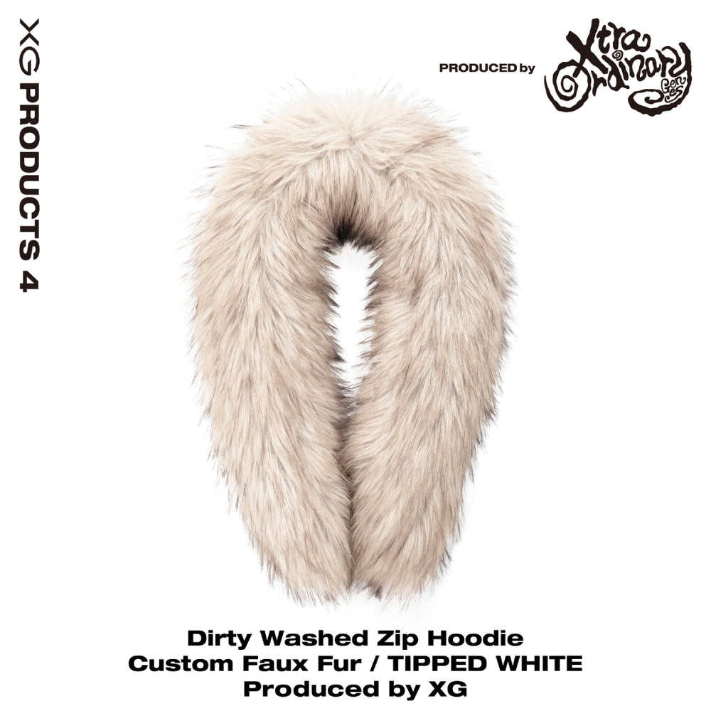 Dirty Washed Zip Hoodie Custom Faux Fur / WHITE TIPPED Produced by