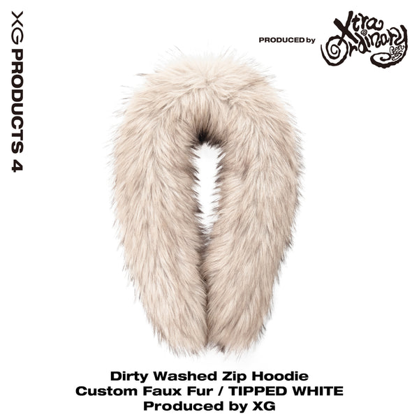 Dirty Washed Zip Hoodie Custom Faux Fur / WHITE TIPPED Produced by