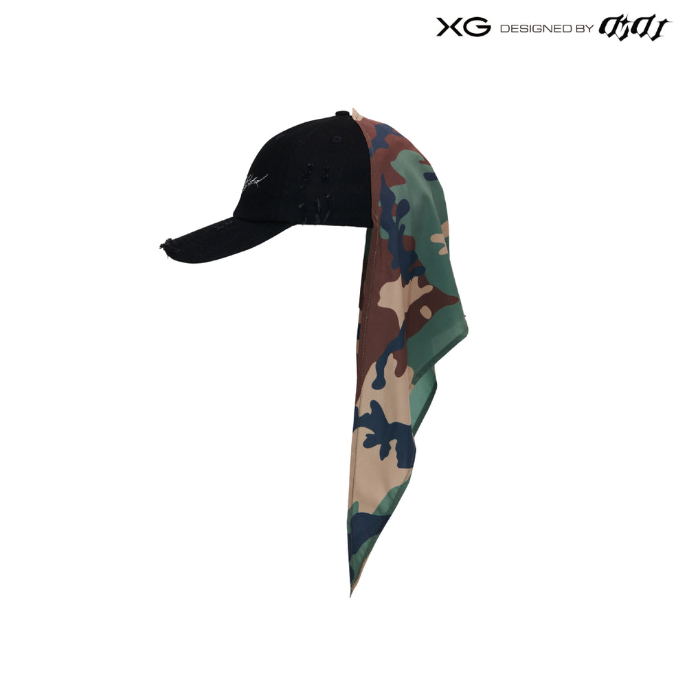XG × DIDU scarf cap black XG×DIDU Scarf Camo Cap curated by envision / BLACK – XGALX