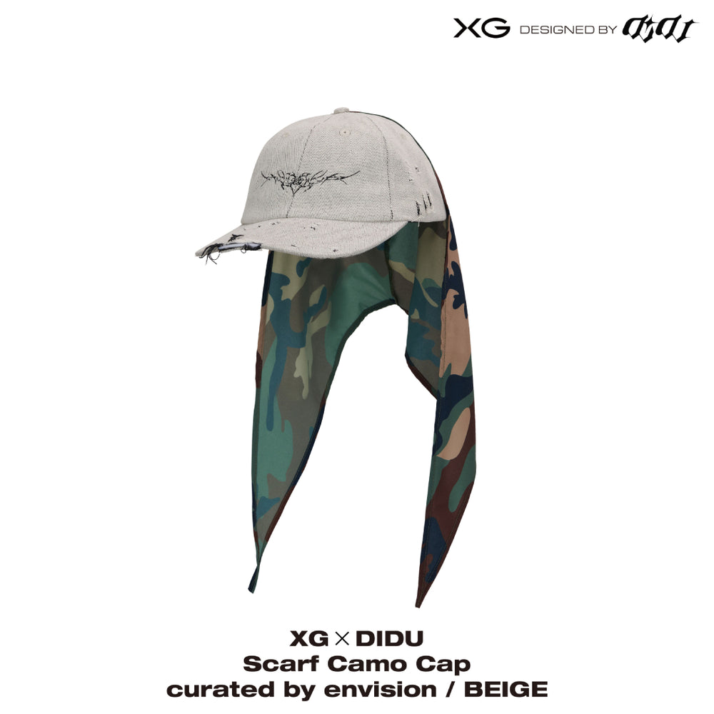 【激レア】XG didu & yueqi qi scarf camo cap XG×DIDU Scarf Camo Cap curated by envision / BEIGE – XGALX