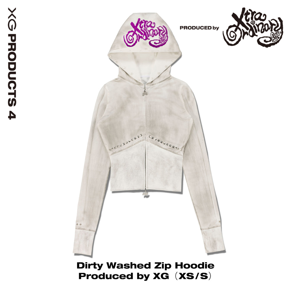 Dirty Washed Zip Hoodie Produced by XG – XGALX OFFICIAL SHOP